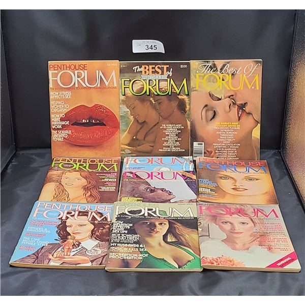 NINE 1970'S PENTHOUSE FORUM MAGAZINES