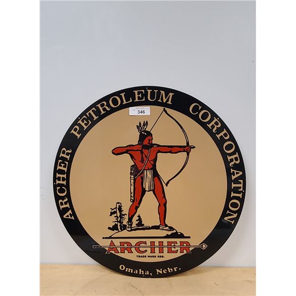 AMAZING ARCHER PETROLEUM CORP. ENAMEL SIGN