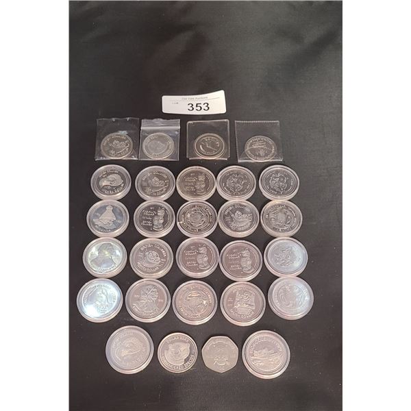 LARGE COLLECTION 1977 BRITISH COLUMBIA NATIVE COMMEMORATIVE TOKEN COINS