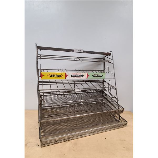 VINTAGE WRIGLEY'S GUM COUNTER TOP METAL DISPLAY RACK
