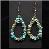 Image 1 : Navajo Turquoise Nugget Hoop Earrings by Woody