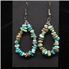 Image 2 : Navajo Turquoise Nugget Hoop Earrings by Woody