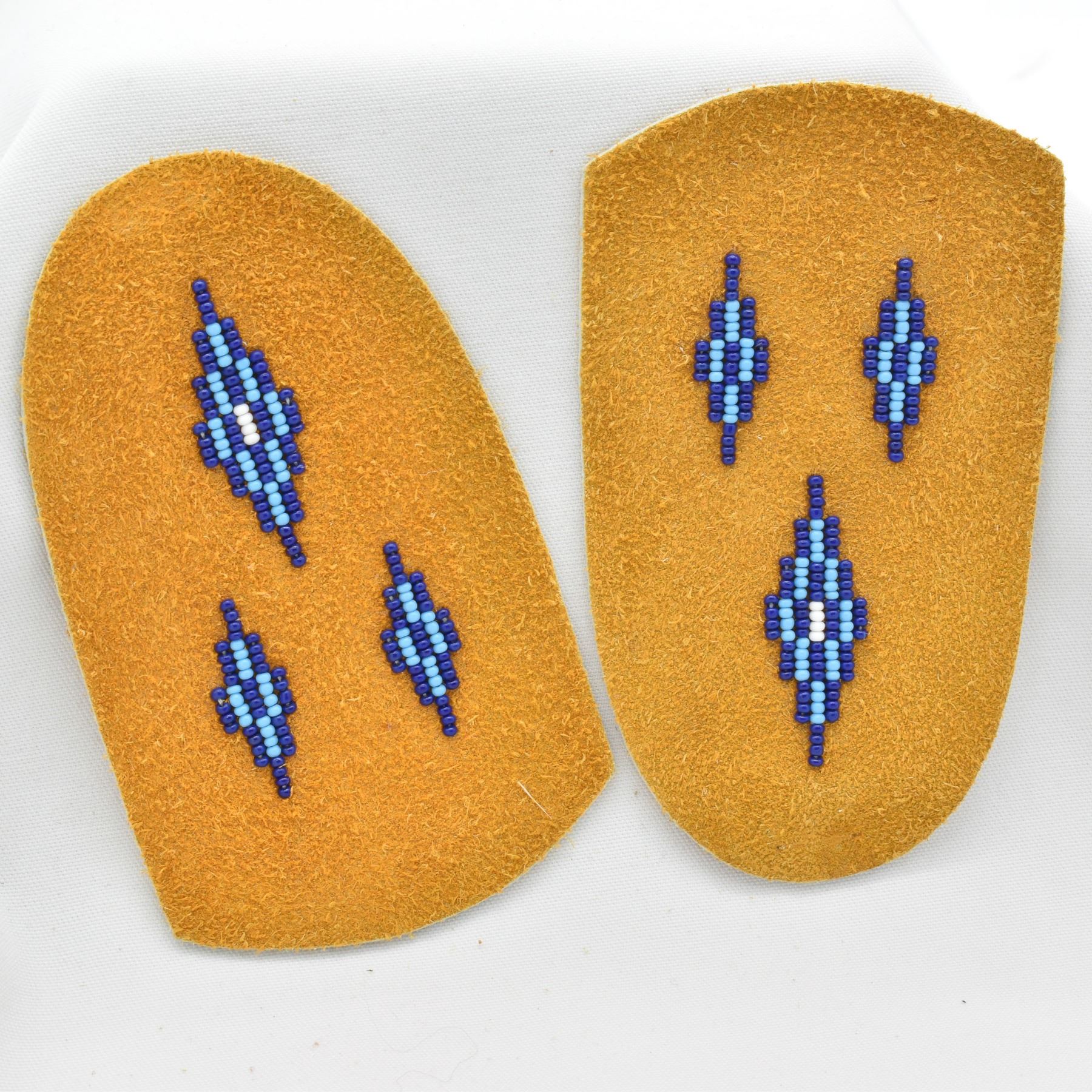 Pair Native American Beaded Vamps for Moccasins