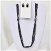 Image 2 : Sterling Onyx Earrings and Beaded Necklace