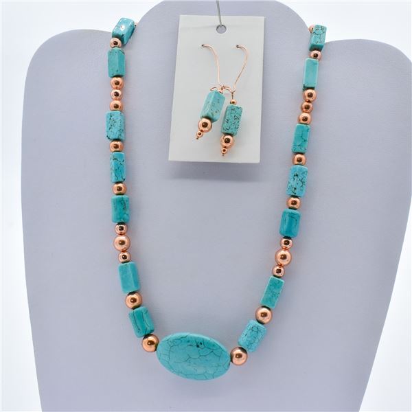 Turquoise Magnesite & Copper Bead Necklace