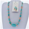 Image 1 : Turquoise Magnesite & Copper Bead Necklace