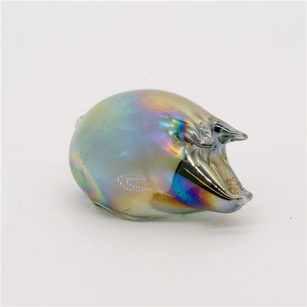 Opalescent Glass Paperweight Pig