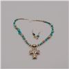 Image 1 : Silver Cross & Turquoise Nugget Choker, Earrings