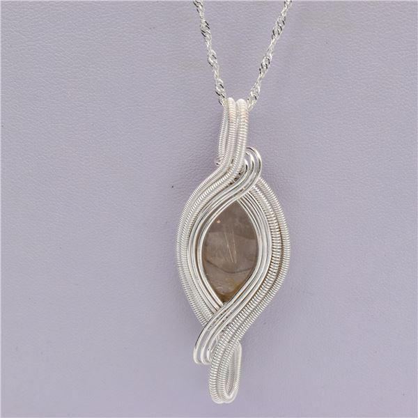 Sterling Wrapped Rutile Quartz Pendant Necklace