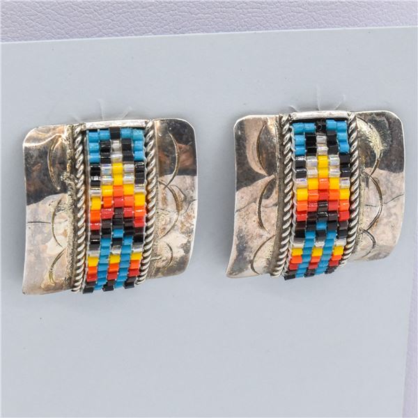 Navajo Sterling Bead Earrings