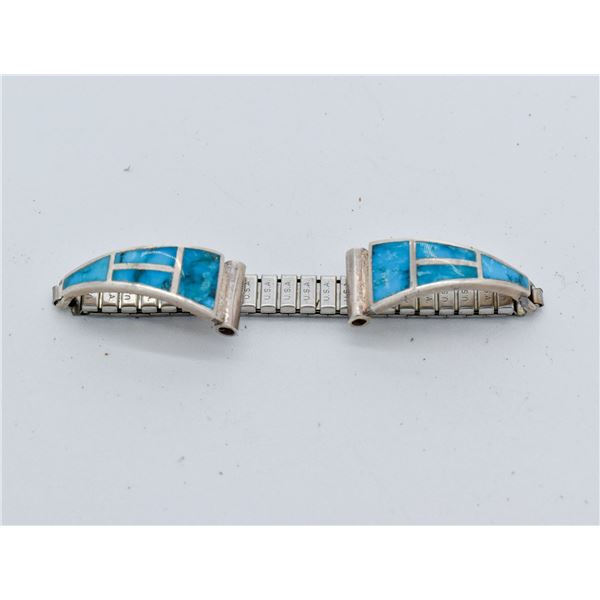 Navajo Sterling Inlay Turquoise Watch Band