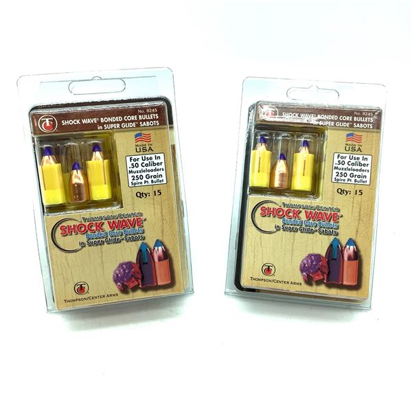 Thompson Center Shock Wave .50 Cal, 250 gr Spire PT Bonded Core Sabot, 15 Rounds, New x 2