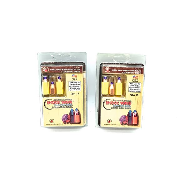 Thompson Center Shockwave 50 Cal 250 Grain Bonded Core Bullets in Super Glide Sabots, 30 QTY