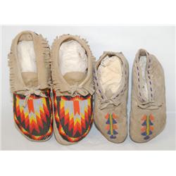 TWO PAIR OF PLAINS MOCCASINS