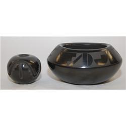 TWO SANTA CLARA POTTERY BOWLS