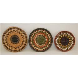 THREE HOPI BASKETRY PLAQUES