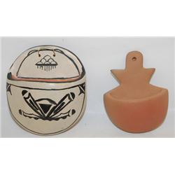 TWO POTTERY WALL PLAQUES