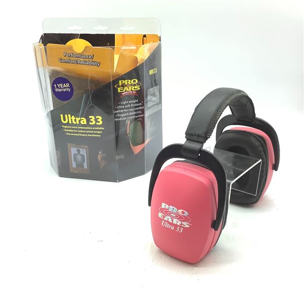 Pro Ears Ultra 33 Ear Protection NRR 33, Pink, New