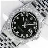 Image 1 : Rolex Men's Stainless Steel Black Diamond Pyramid Bezel Datejust Wristwatch