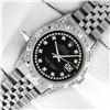 Image 2 : Rolex Men's Stainless Steel Black Diamond Pyramid Bezel Datejust Wristwatch