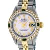 Image 1 : Rolex Ladies Two Tone Pink MOP Diamond & Emerald Oyster Perpetual Datejust Watch