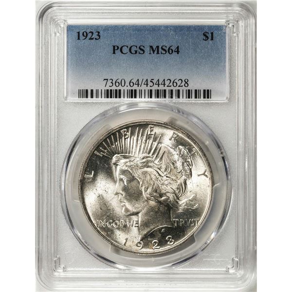 1923 $1 Peace Silver Dollar Coin PCGS MS64