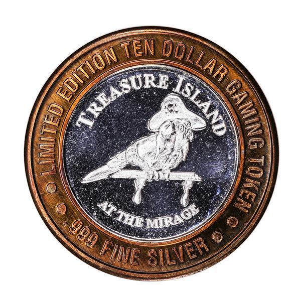 .999 Silver Treasure Island Las Vegas, Nevada $10 Casino Limited Edition Gaming Token