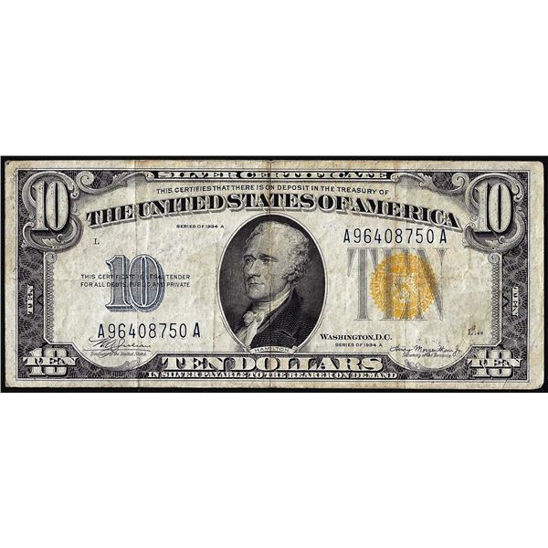 1934A $10 North Africa WWII Emergency Issue Silver Certificate Note