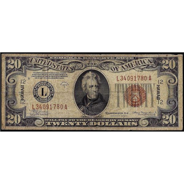 1934A $20 Hawaii WWII Emergency Issue Federal Reserve Note