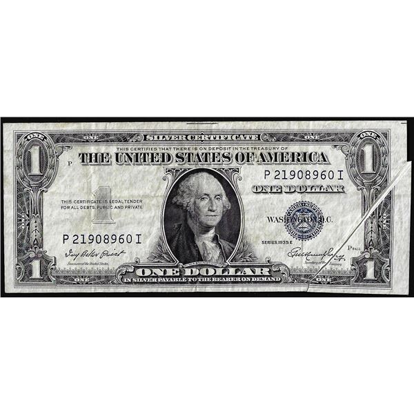 1935E $1 Silver Certificate Note Gutter Fold Error