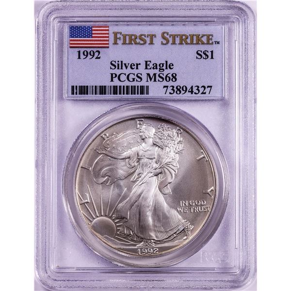 1992 $1 American Silver Eagle Coin PCGS MS68 First Strike