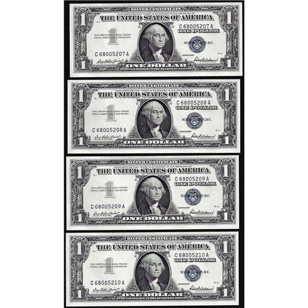 Lot of (4) Consecutive 1957 $1 Silver Certificate Notes