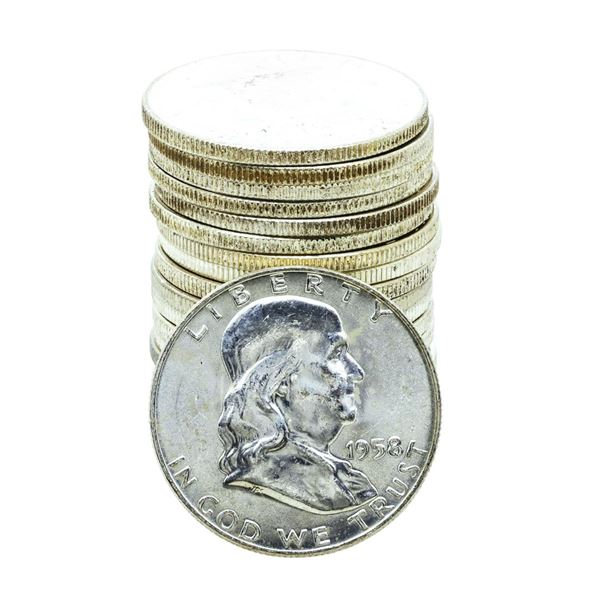 Roll of (20) Brilliant Uncirculated 1958-D Franklin Half Dollar Coins