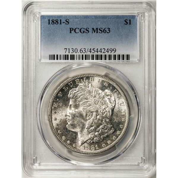 1881-S $1 Morgan Silver Dollar Coin PCGS MS63
