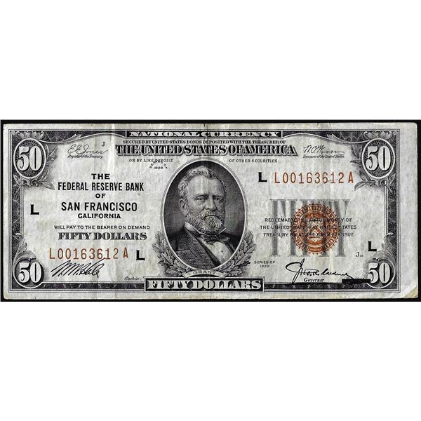 1929 $50 Federal Reserve Bank Note San Francisco