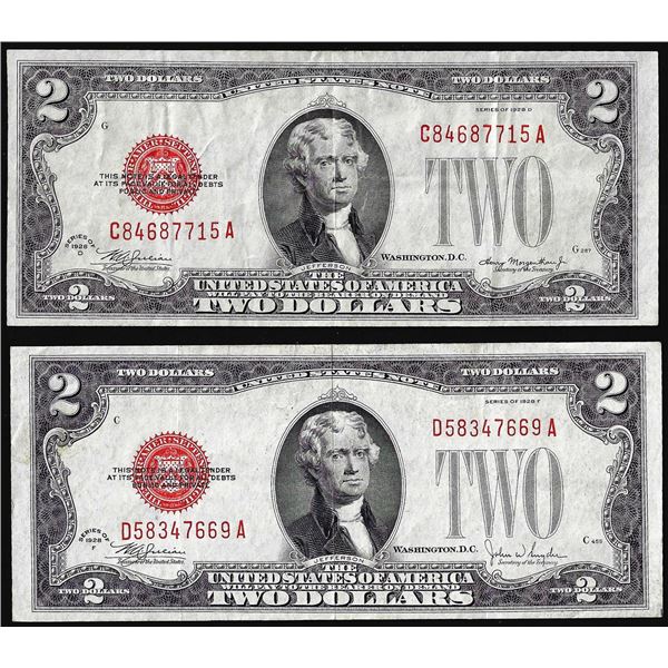 Lot of 1928D and 1928F $2 Legal Tender Notes