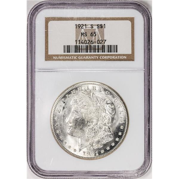 1921-S $1 Morgan Silver Dollar Coin NGC MS65