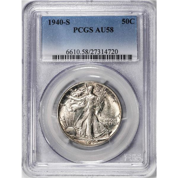 1940-S Walking Liberty Half Dollar Coin PCGS AU58