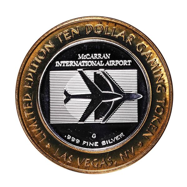 .999 Silver McCarran International Airport $10 Casino Limited Edition Gaming Token