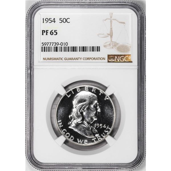 1954 Proof Franklin Half Dollar Coin NGC PF65