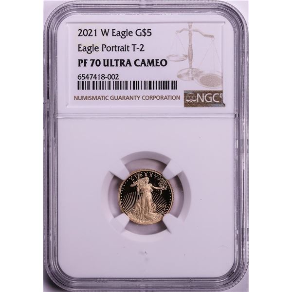 2021-W Type 2 $5 Proof American Gold Eagle Coin NGC PF70 Ultra Cameo