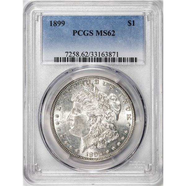 1899 $1 Morgan Silver Dollar Coin PCGS MS62