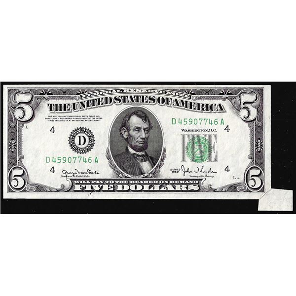 1950 $5 Federal Reserve Butterfly Fold Error Note