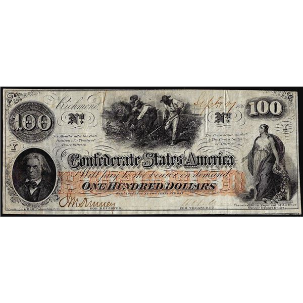 1862 $100 Confederate States of America Note