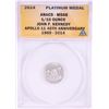 Image 1 : 2014 Proof 1/10 oz Platinum JFK Apollo 11 Anniversary Medal ANACS MS68