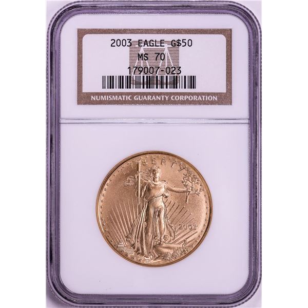 2003 $50 American Gold Eagle Coin NGC MS70