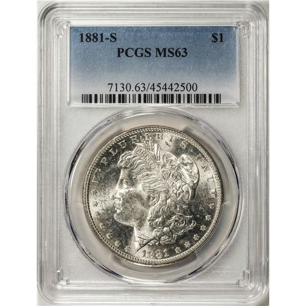 1881-S $1 Morgan Silver Dollar Coin PCGS MS63