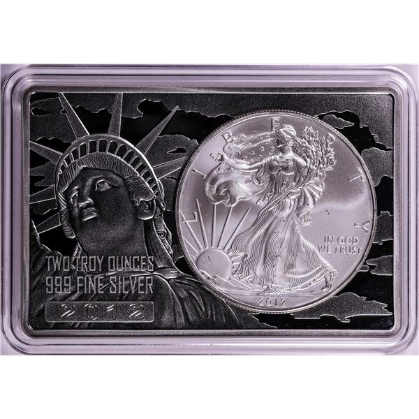 2012 $1 American Silver Eagle Coin & 2oz Silver Bar Set