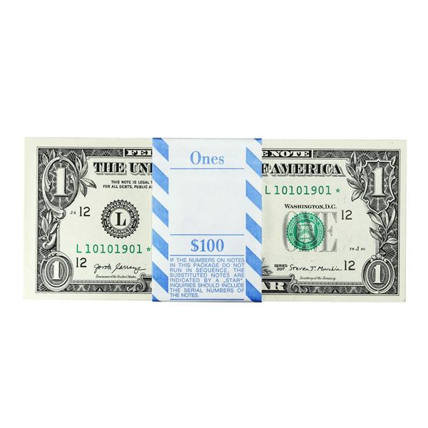 Pack of (100) Consecutive 2017 $1 Federal Reserve STAR Notes San Francisco