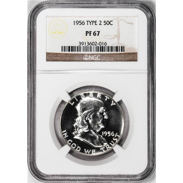 1956 Type 2 Proof Franklin Half Dollar Coin NGC PF67